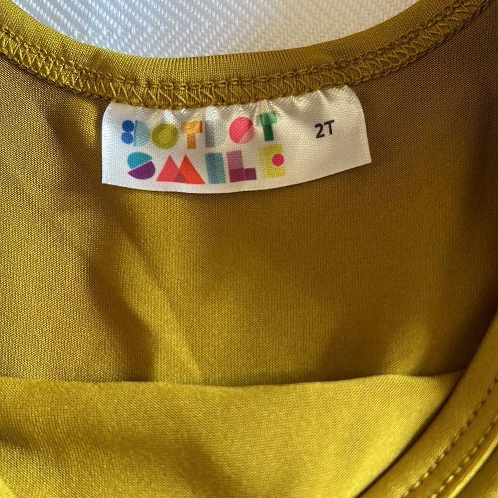 Dot Dot Smile 3/4 Sleeve Dress 2T Gold - Picture 2 of 3